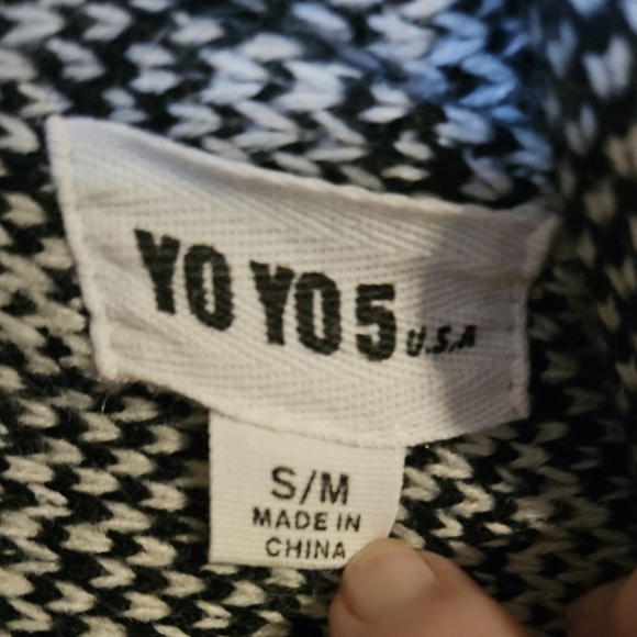 YoYo5 Black & White Aztec Design Long Sleeve Open Cardigan Sweater S/M - Picture 9 of 9